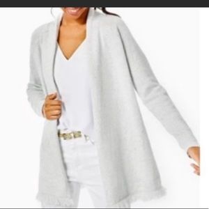 Lilly Pulitzer Light Gray Open Front Cardigan